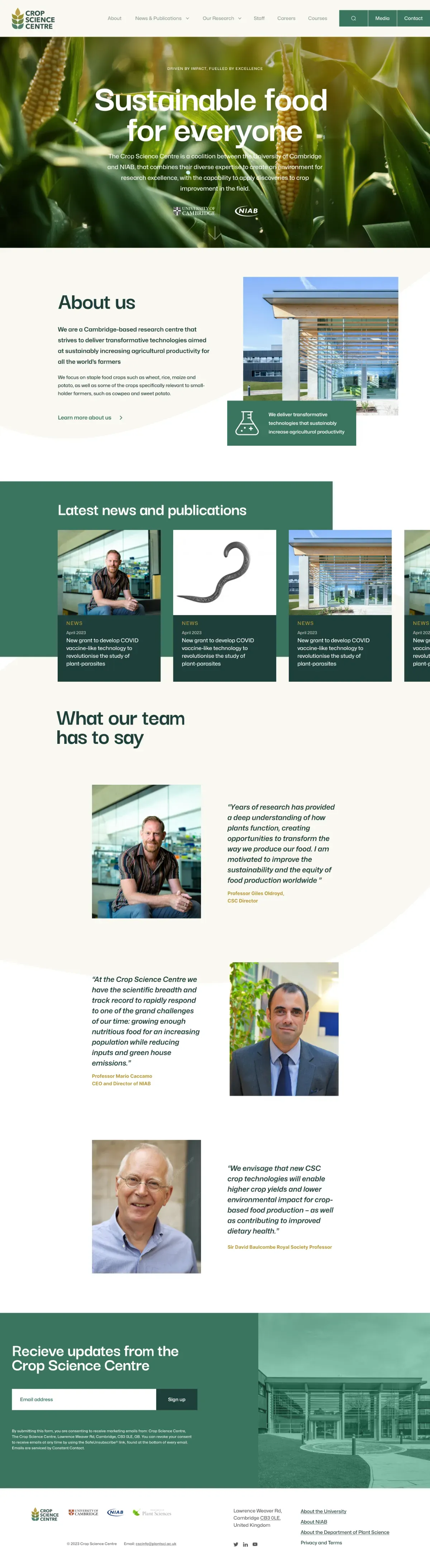 The Crop Science Centre website homepage