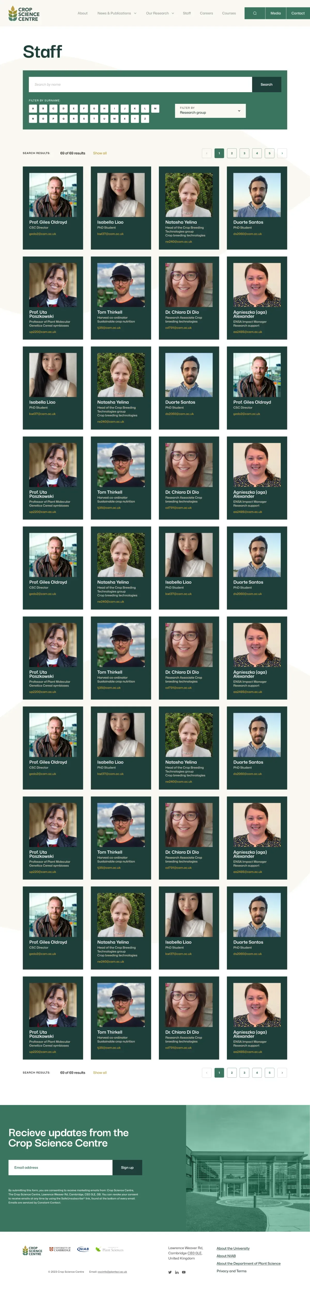 The Crop Science Centre people directory