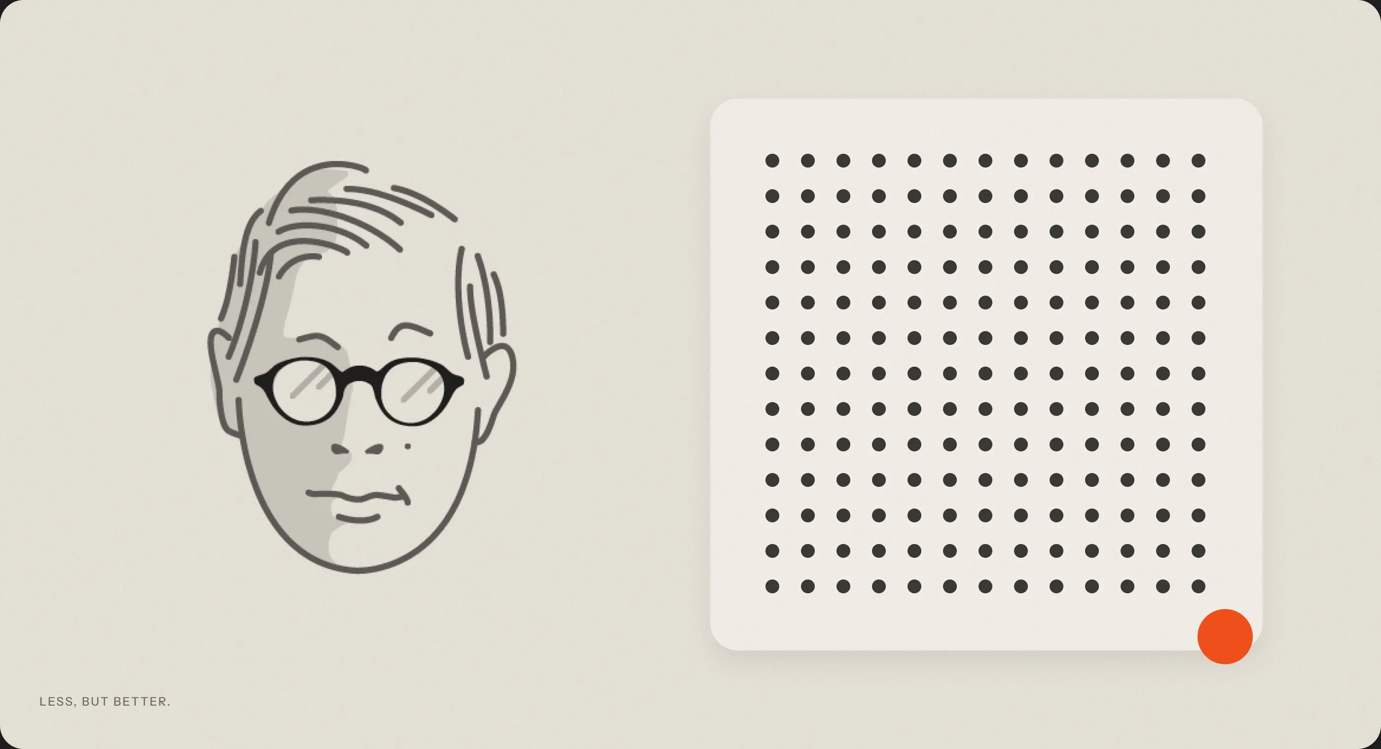 Matt’s 2015 drawing of Dieter Rams next to a speaker grille of black dots