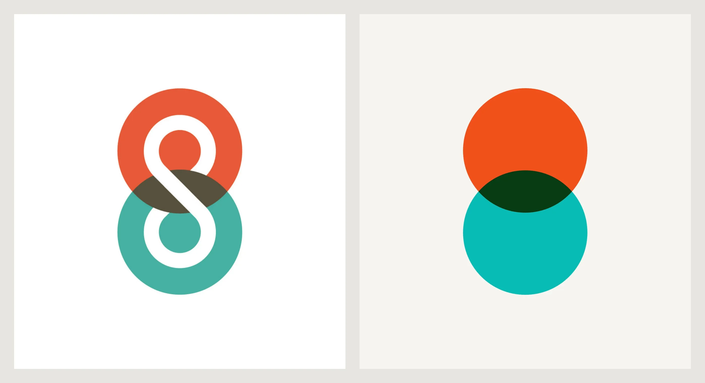 The 2012 Supereight mark, two overlapping circles in orange and teal, beside the new Super 8 mark