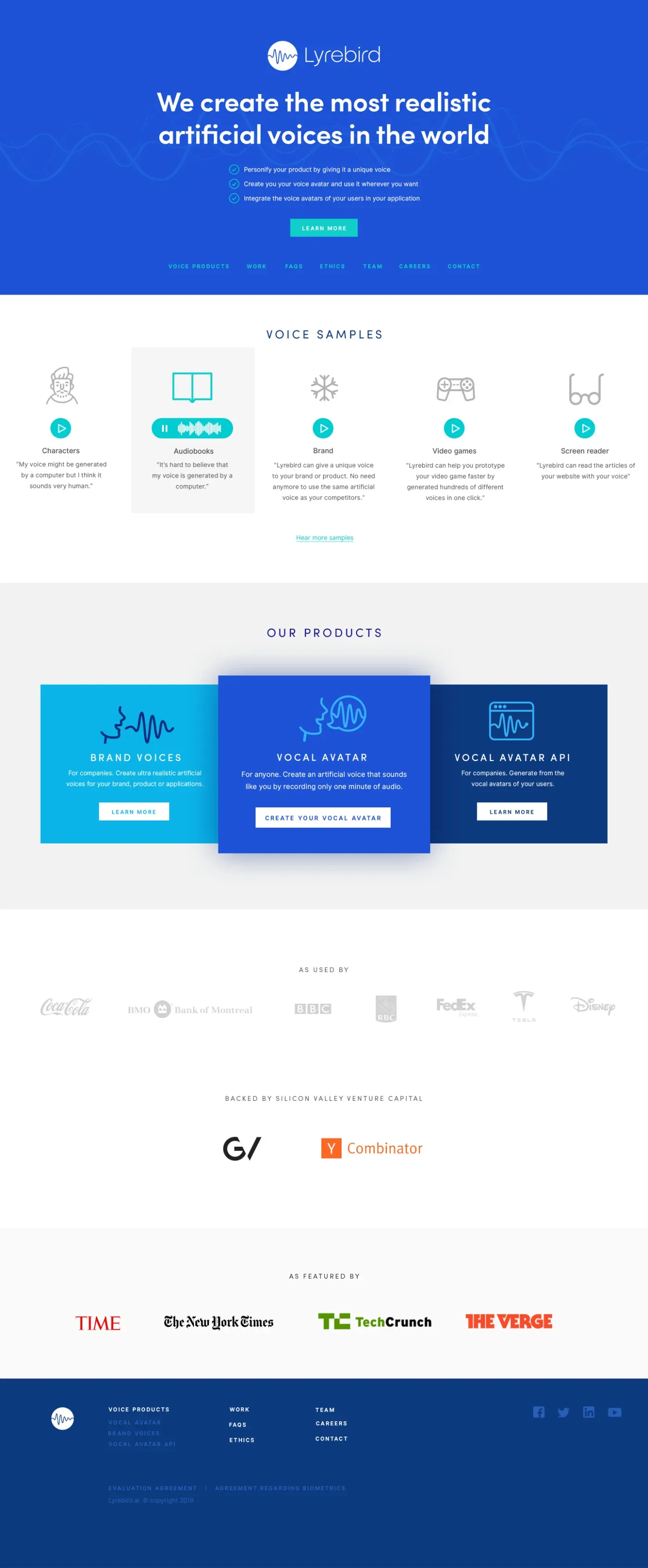 The Lyrebird website homepage